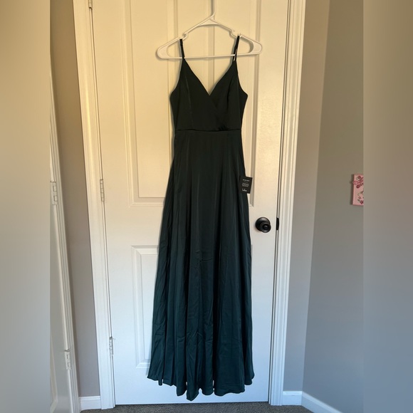 Satin Maxi Dress - NWT Emerald Green - Picture 5 of 9